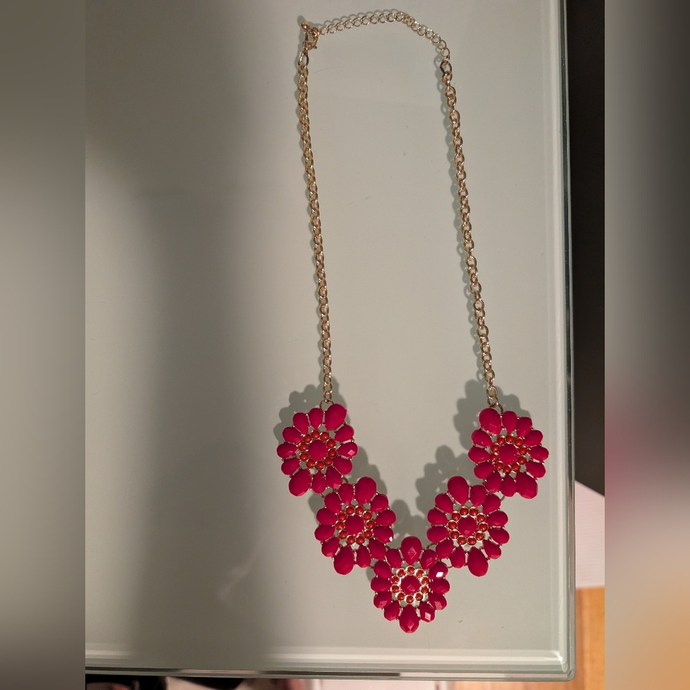 Elegant Pink Floral Necklace